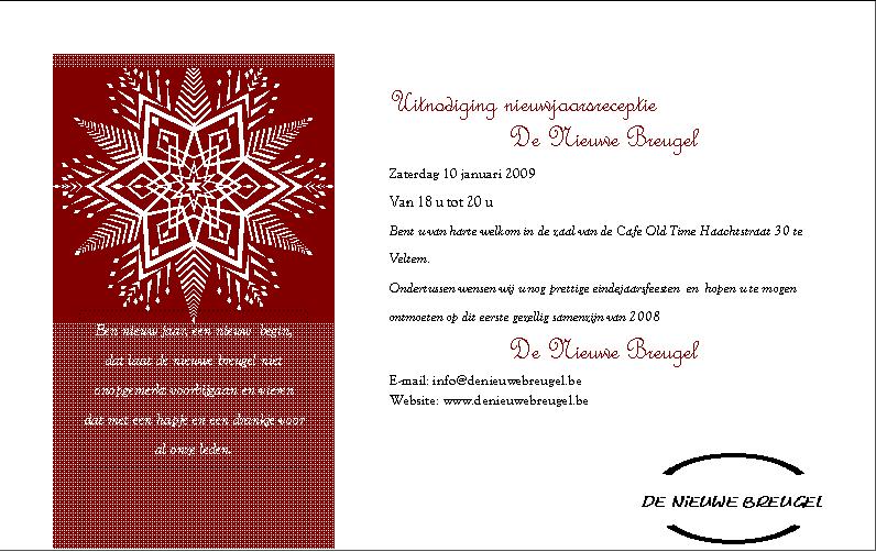 Originele uitnodiging Nieuwjaarsreceptie 2009